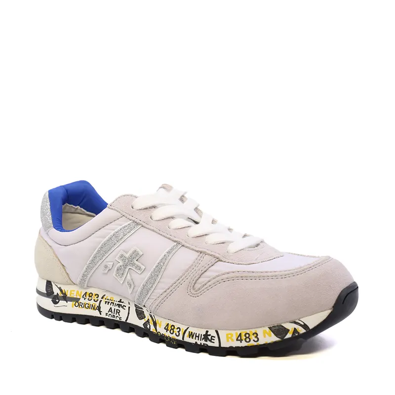 Sneakers fete Premiata Sky albi din piele și textil 1711FP9351A — imaginea 2