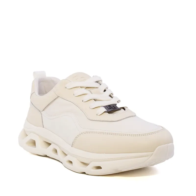 Sneaker ușori bărbați Enzo Bertini albi din piele și textil 3661BP830A — imaginea 2
