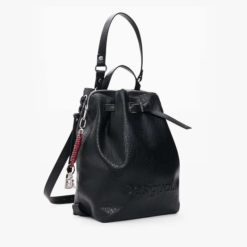 Rucsac femei DESIGUAL negru cu logo 2182RUCSSAKP05N — imaginea 2