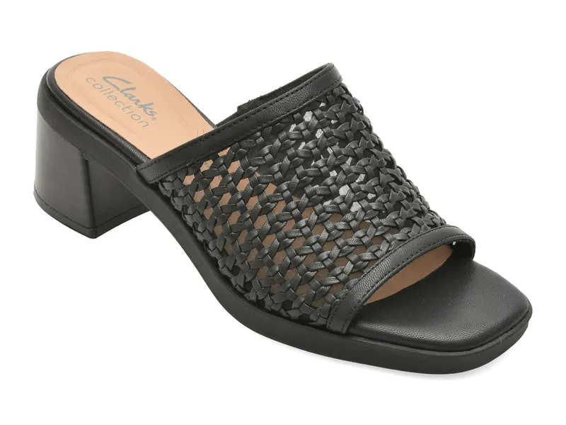 Papuci CLARKS negri, JAYLAN SLIDE, din piele ecologica