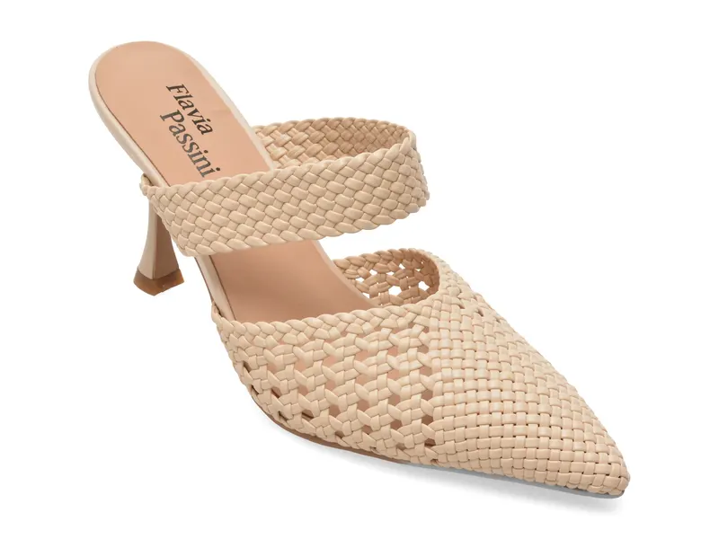 Papuci eleganti FLAVIA PASSINI albi, Q4068, din piele ecologica
