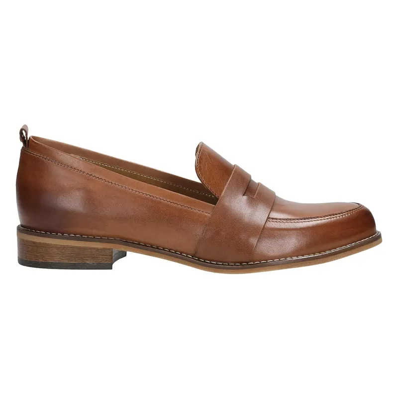 Mocasini maro deschis din piele granulată damă