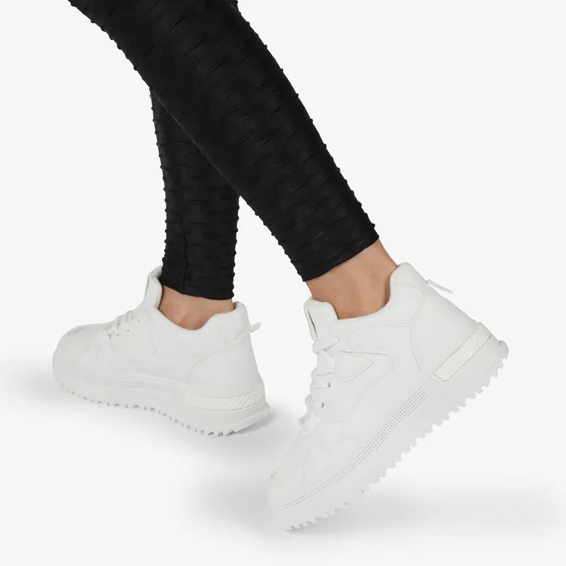 SNEAKERS din PIELE ECOLOGICA SI TEXTIL CRL1282 ALB
