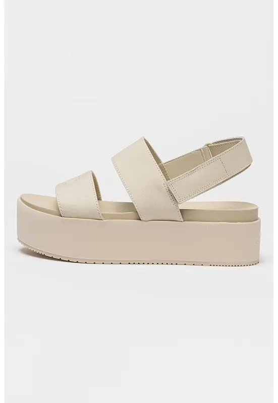 Sandale flatform cu inchidere cu velcro - Gri deschis