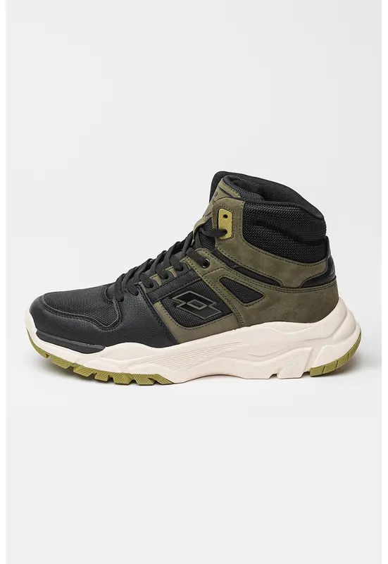 Pantofi sport inalti ci logo Sokow - Negru/Kaki inchis