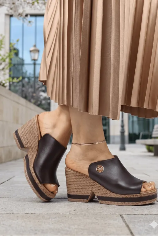 Saboti din Piele Maro cu Talpa Ortopedica - ZIRE BROWN