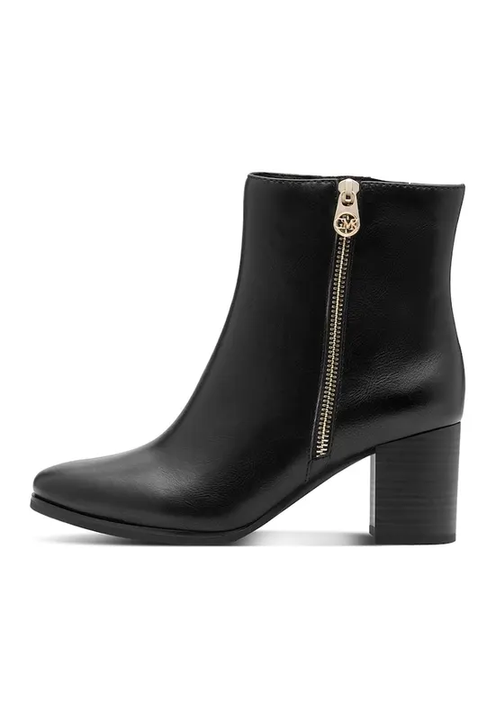 Botine de piele ecologica cu varf ascutit - Negru