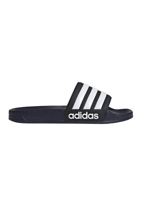 Papuci cu logo Adilette - Alb/Bleumarin