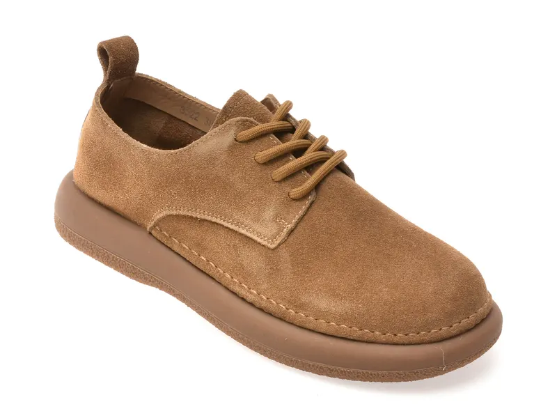 Pantofi maro, 3522, din piele intoarsa