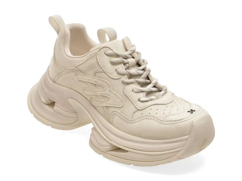 Pantofi sport albi, 2571, din piele naturala
