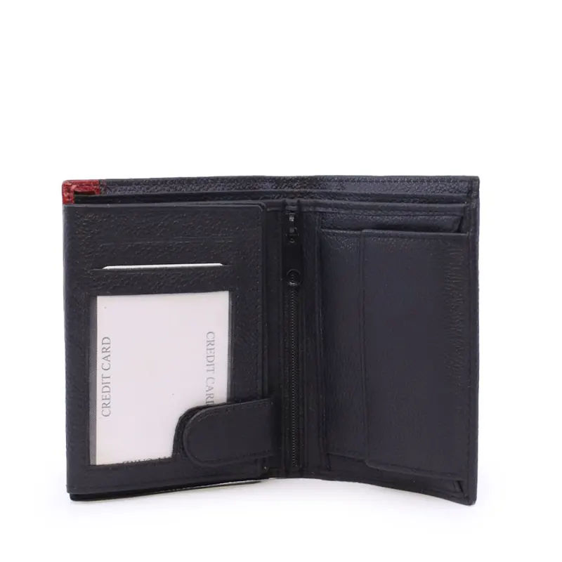 Portmoneu bărbați negru cu roșu din piele 263BPU3270N — imaginea 2