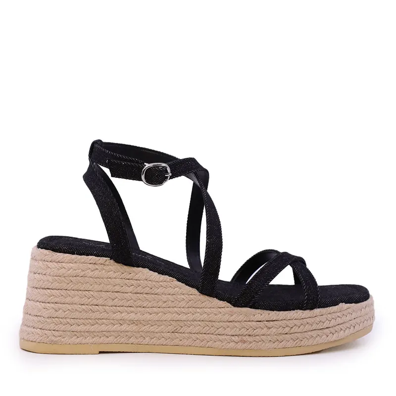 Sandale cu platformă femei Solo Donna negre 2549DS8620JN