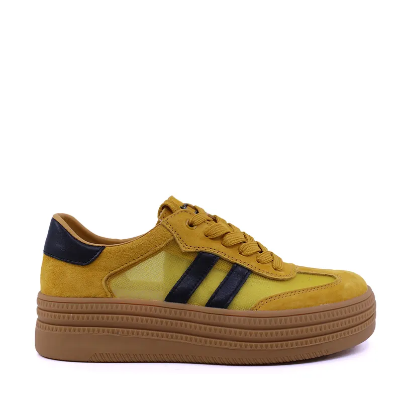 Sneakers femei Luca di Gioia galbeni din piele întorsă și textil 1291DPF6100VG