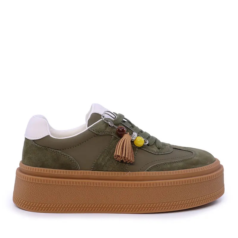 Sneakers femei Enzo Bertini verzi din piele și textil 2132DP092VV