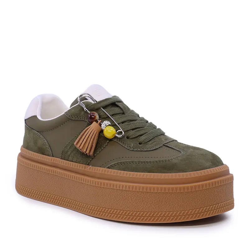 Sneakers femei Enzo Bertini verzi din piele și textil 2132DP092VV — imaginea 2