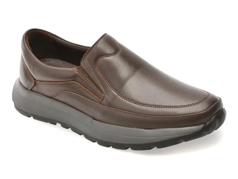 Pantofi maro, DD7015, din piele naturala