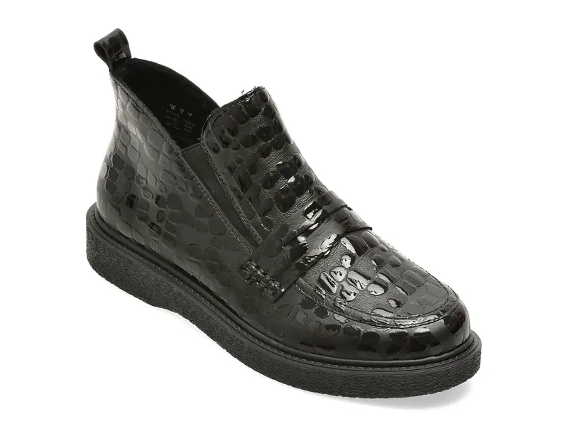 Ghete RIEKER negre, 71150, din piele ecologica