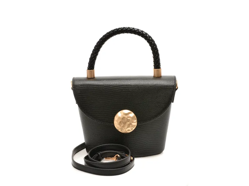 Geanta neagra, ODSOLETTA 006, din piele ecologica