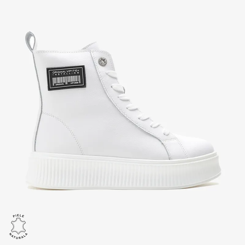 Ghete dama din Piele Naturala CRL0649 ALB