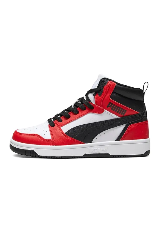 Pantofi sport Rebound V6 mid-cut din piele ecologica - Rosu/Alb/Negru