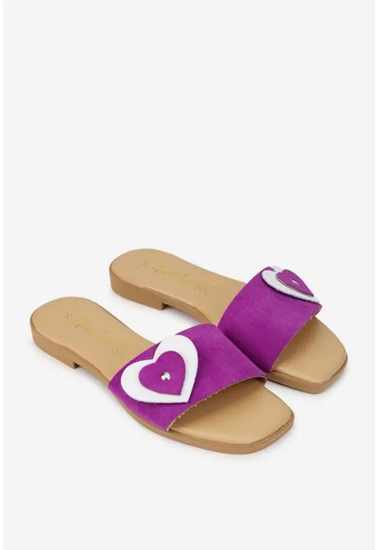 Papuci dama fuchsia din piele intoarsa