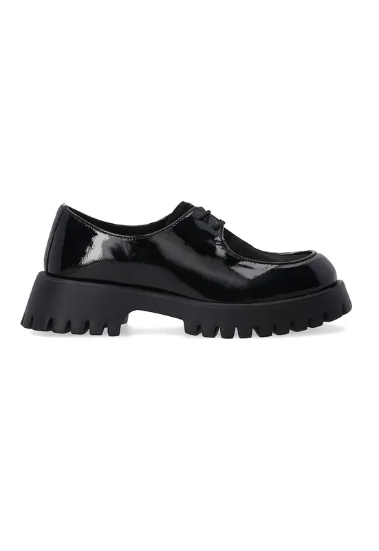 Pantofi casual din piele lacuita si piele intoarsa