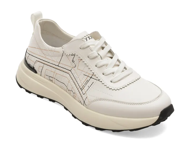Pantofi sport albi, 63511, din piele naturala