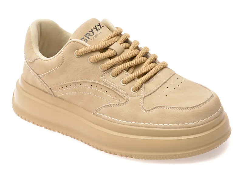 Pantofi sport bej, 251219, din piele naturala