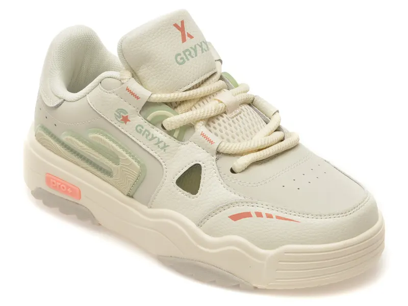 Pantofi sport albi, 2A3227, din piele naturala