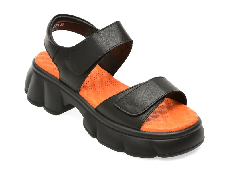 Sandale negre, 66387, din piele naturala