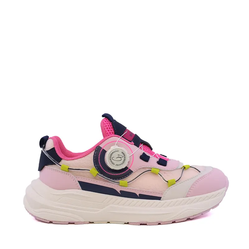 Sneakers fetițe roz din piele și material textil 3791FP028RO