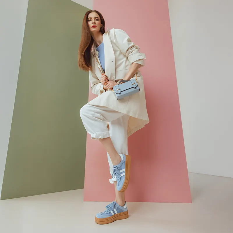 Sneakers femei Luca di Gioia albaștri din piele întoarsă și textil 1291DPF6100VAZ — imaginea 2