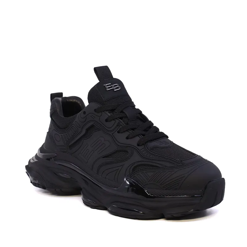 Sneaker bărbați Enzo Bertini negri din piele și textil 3661BP595NN — imaginea 2