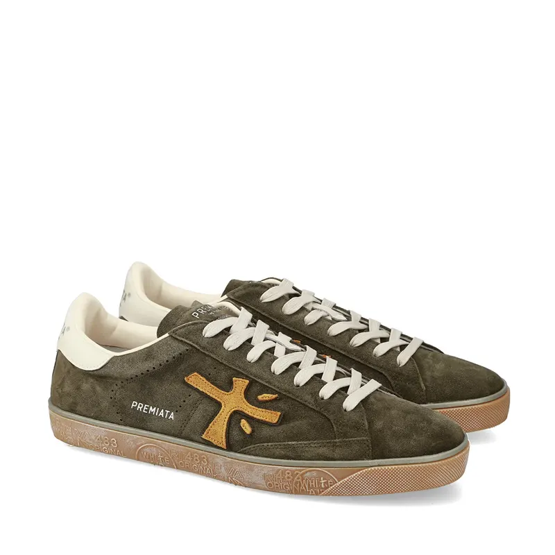 Sneakers bărbați Premiata Steven kaki din piele întoarsă 1692BP7627VKA — imaginea 2