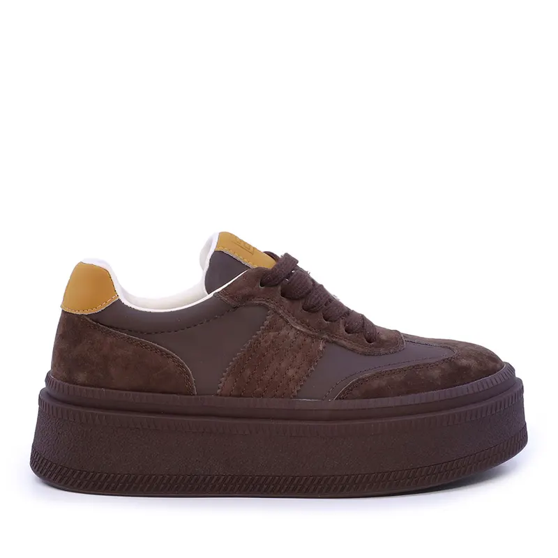 Sneakers femei Enzo Bertini maro din piele și textil 2132DP092VM