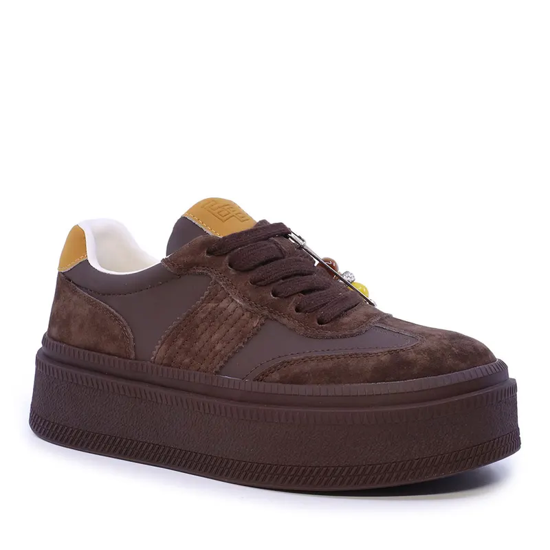Sneakers femei Enzo Bertini maro din piele și textil 2132DP092VM — imaginea 2