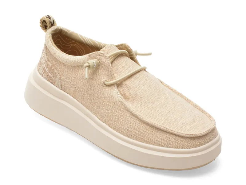 Mocasini JEEP bej, 61530, din material textil