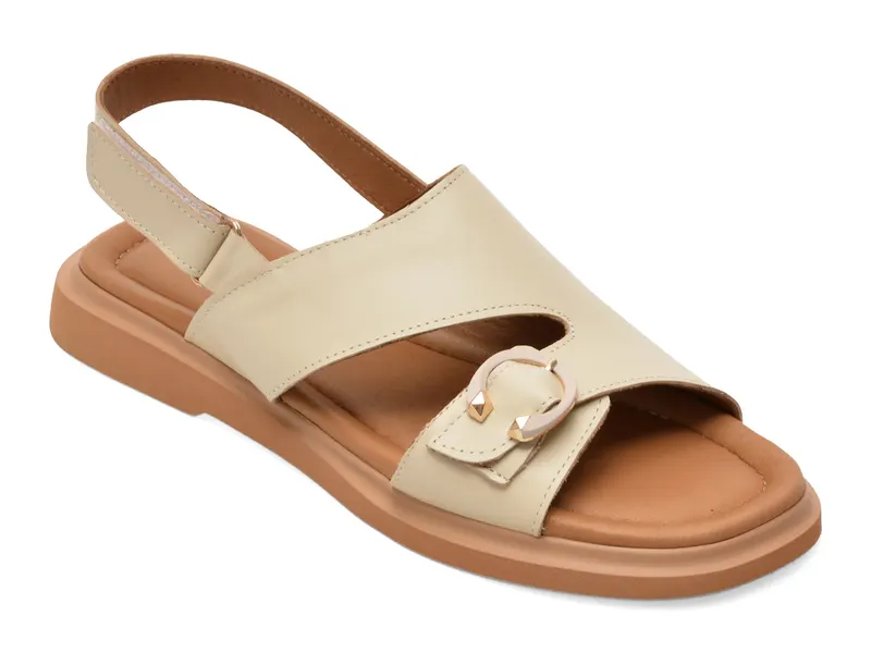 Sandale GOLD DEER bej, 22083, din piele naturala