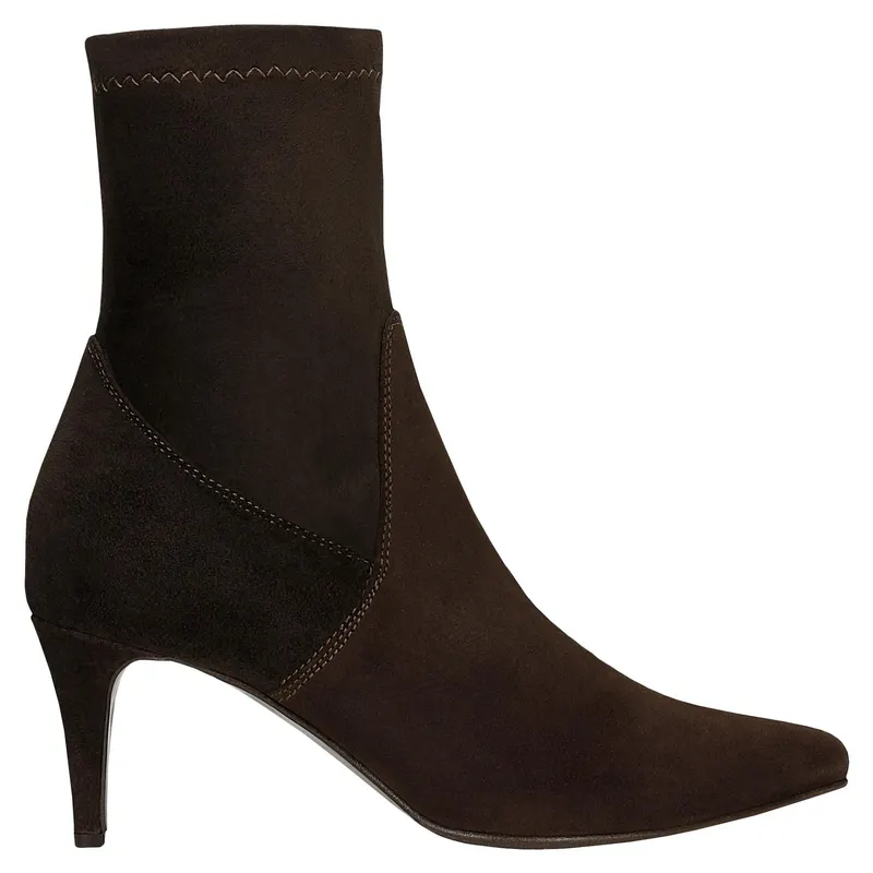 Botine tip șosetă cu toc, nuanță ciocolată