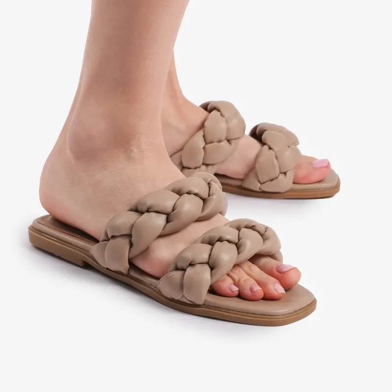 Papuci dama din Piele Ecologica bej CRL0162