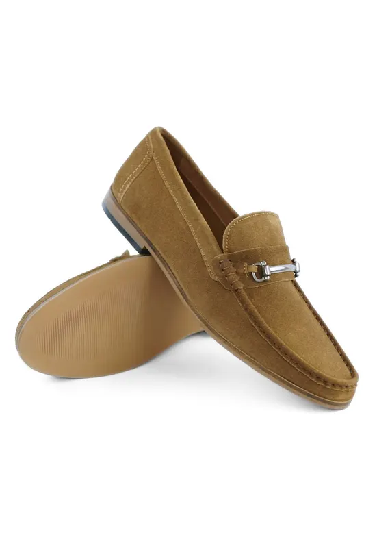 Pantofi loafers barbatesti din piele intoarsa naturala - maro - 40 - Maro