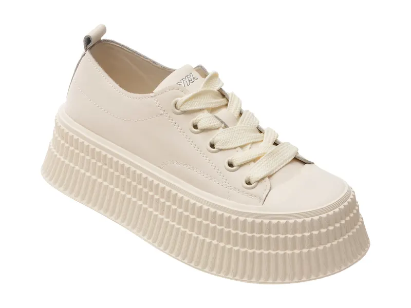Pantofi sport albi, 7786, din piele naturala