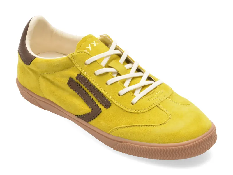 Pantofi sport galbeni, 60221, din piele intoarsa