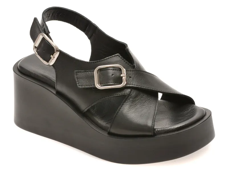 Sandale negre, 4212641, din piele naturala
