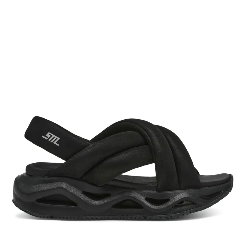 Sandale femei Steve Madden negre din material textil 1469DSHURDLE2N