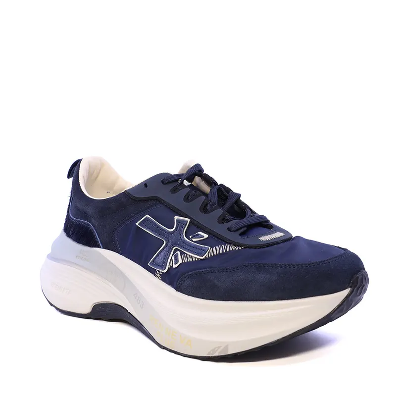 Sneakers femei Premiata Hill bleumarin din piele întoarsă și textil 1692DP8686BL — imaginea 2
