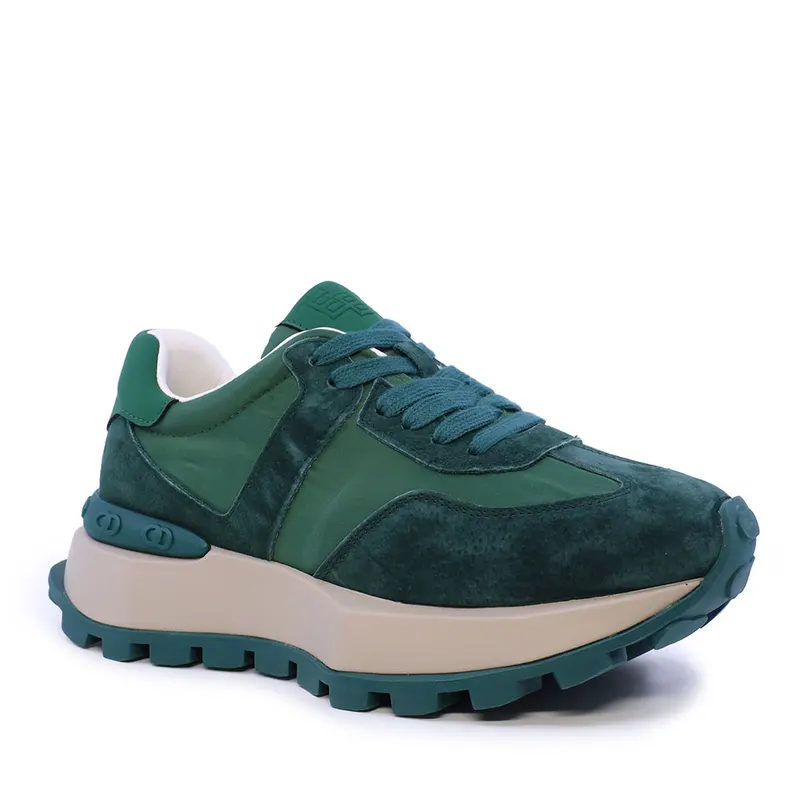 Sneakers femei Enzo Bertini verzi din piele și textil 2132DP072VV — imaginea 2