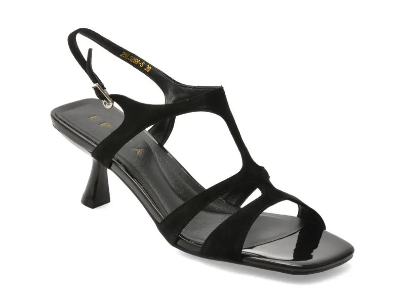 Sandale elegante EPICA negre, 3269, din piele intoarsa