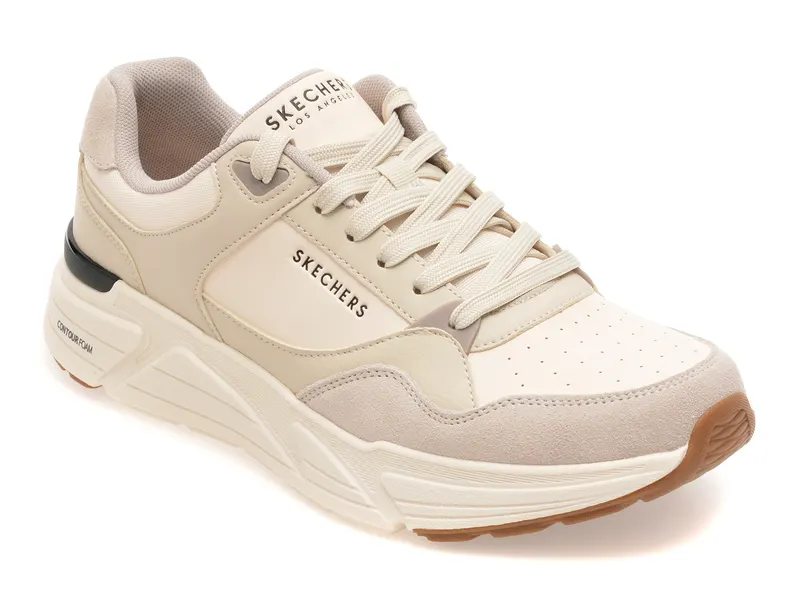 Pantofi sport SKECHERS albi, ROVINO LITE, din piele ecologica
