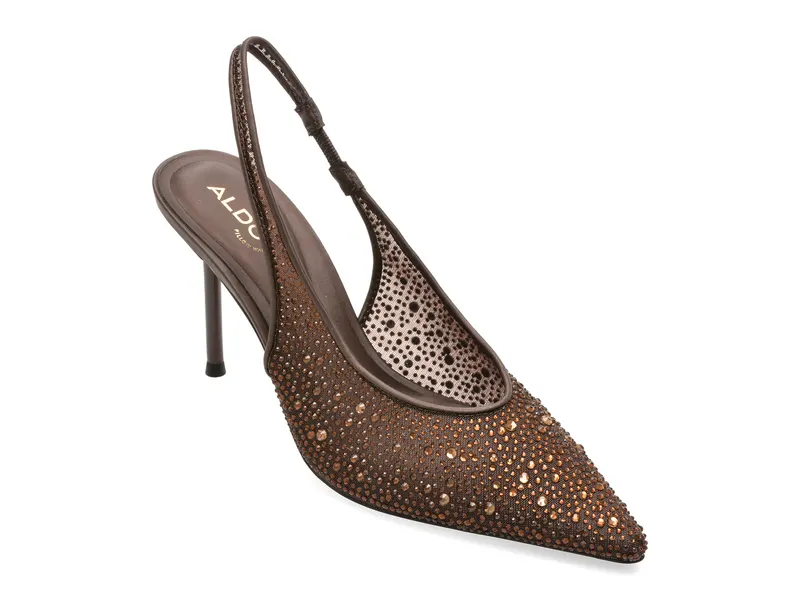 Pantofi eleganti maro, MERA 201, din material textil